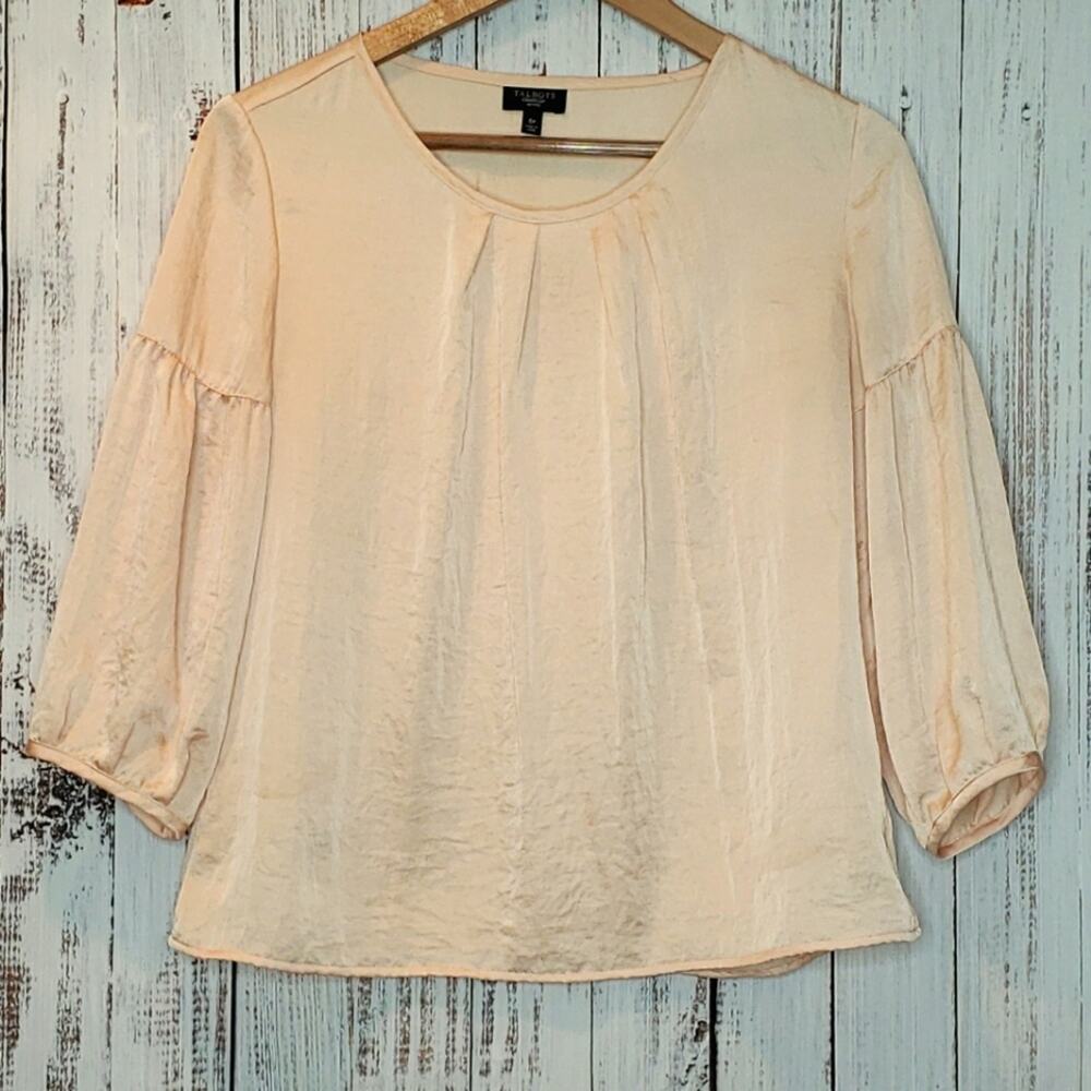 EUC Talbots Petites Sz 6P Lightest blush pink top blouse